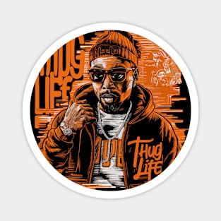 Bold Thug Life Design Featuring Black Man Magnet